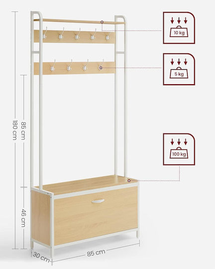 Mobilier de Intrare cu Dulap pentru Pantofi / Dulap & Bancă 85x30x180cm HSR405W09