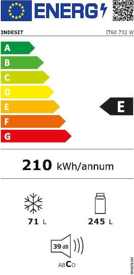 Ψυγείο Δίπορτο 316lt Υ174.9xΠ60xΒ59.5εκ. Λευκό IT60 732 W
