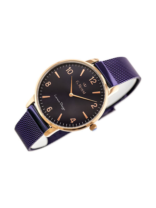 G.Rossi Women's Watch with Purple Metal Bracelet