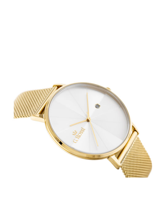 G.Rossi Damen Uhr mit Gold Metallarmband