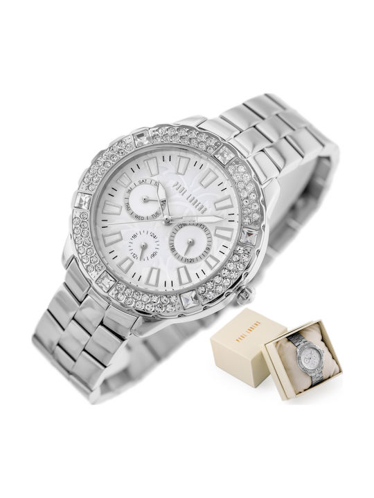 Paul Lorens Women's Watch Chronograph with Silver Metal Bracelet