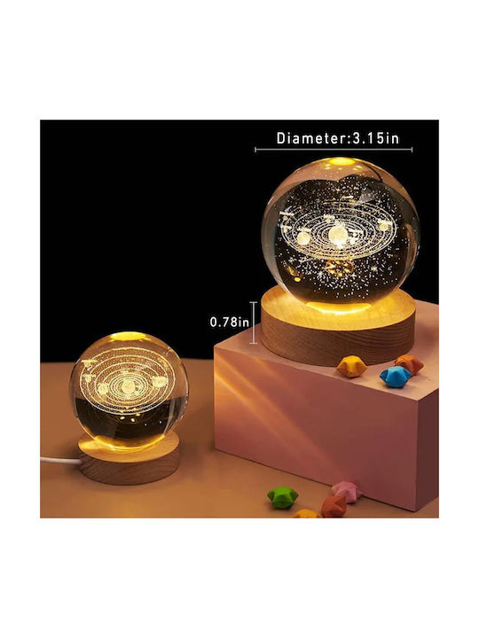 Globus 8cm Dekorative Kristallkugel Beleuchtung Holzsockel Sonnensystem Led USB Globus 8cm Dekorative Kristallkugel Beleuchtung Holzsockel Sonnensystem Led USB