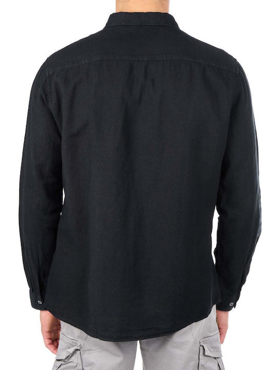 Gabba Men's Shirt Long Sleeve Linen Black