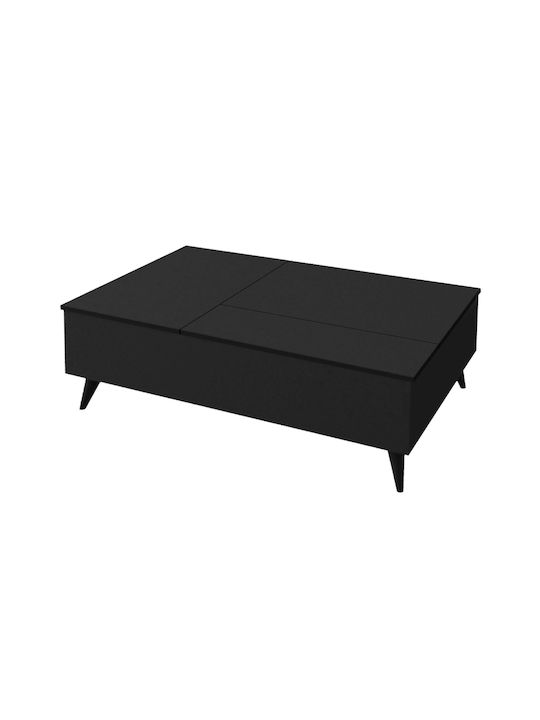 Rectangular Central Coffee Table Roy Wooden with Lifting Mechanism Black W121xL69xH40cm