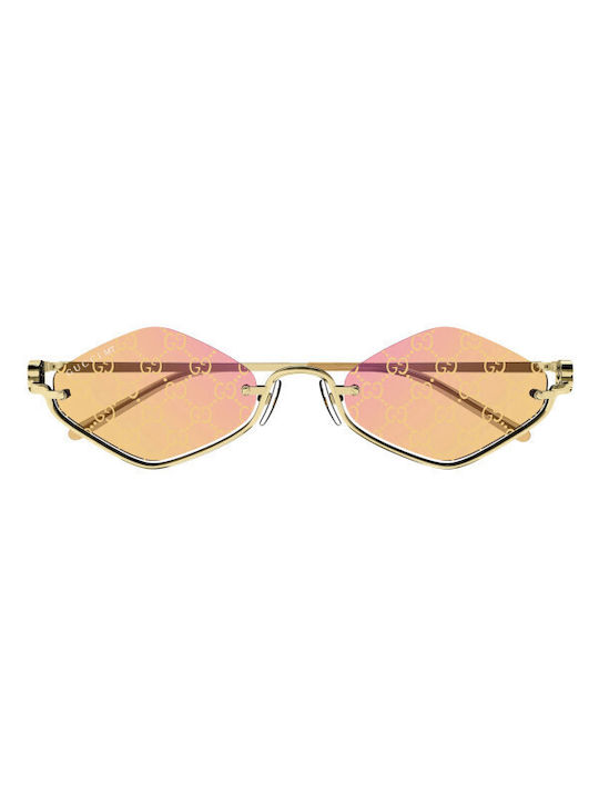 Gucci Sunglasses with Gold Metal Frame and Pink Mirror Lens GG1604S 004