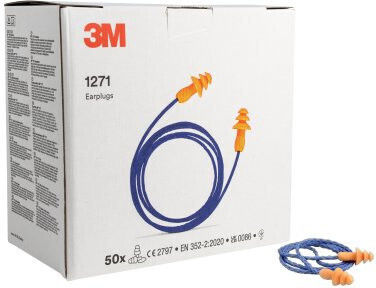 3M Silicone Earplugs with Safety Cord in Orange Colour 1271