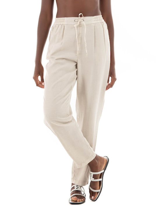 Vero Moda Women's Fabric Trousers in Tapered Line Beige