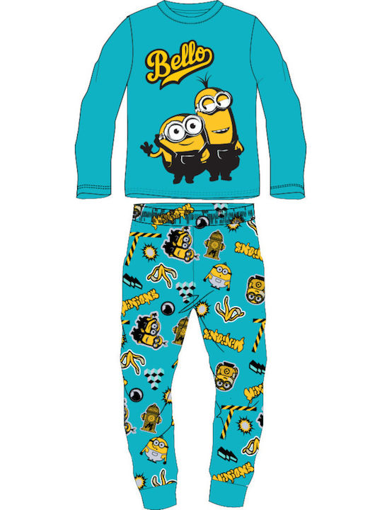 Disney Παιδική Πιτζάμα Χειμωνιάτικη Βαμβακερή Mint Minions