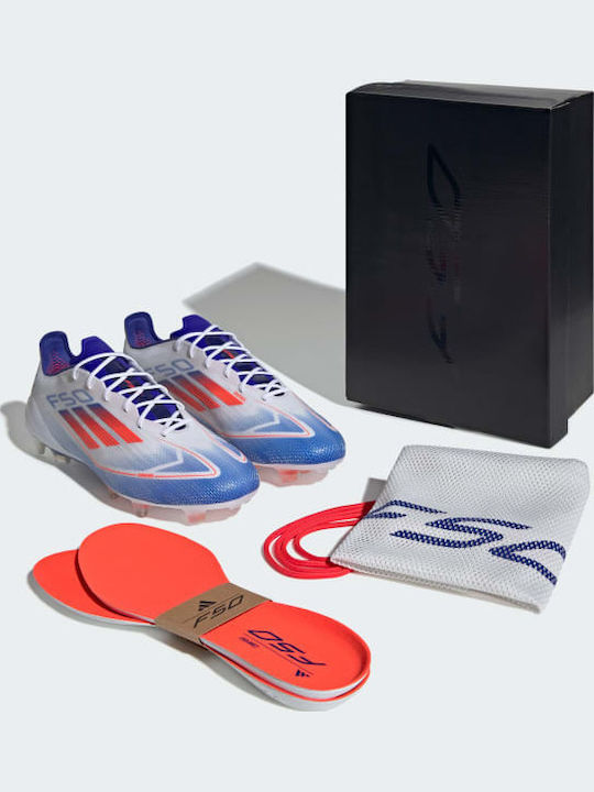 adidas F50 Elite Football Shoes with Cleats Cloud White / Solar Red / Lucid Blue