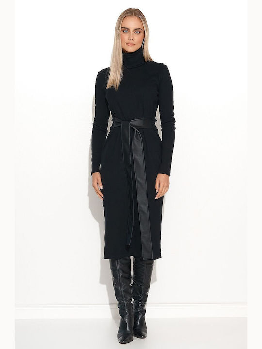 Makadamia Maxi Dress Turtleneck Black