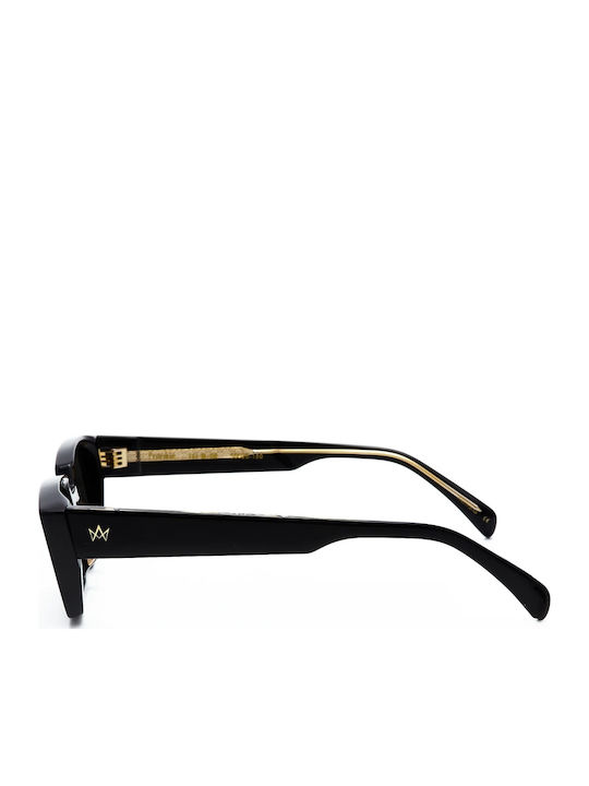 Am Eyewear Frankie Unisex Sonnenbrille mit Schwarz Kunststoff Gestell und Gray Linse 161-BL-GR