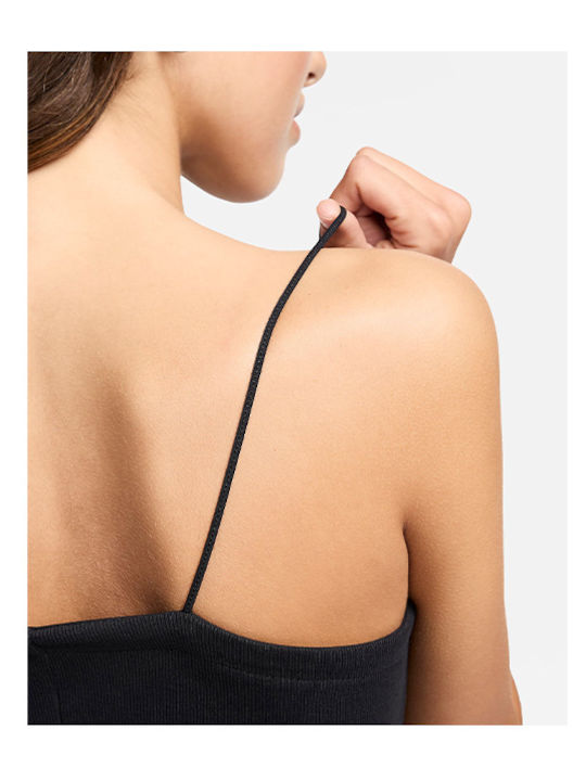 Sommer Mini Sportliches Damenkleid mit Spaghetti-Träger Schwarz