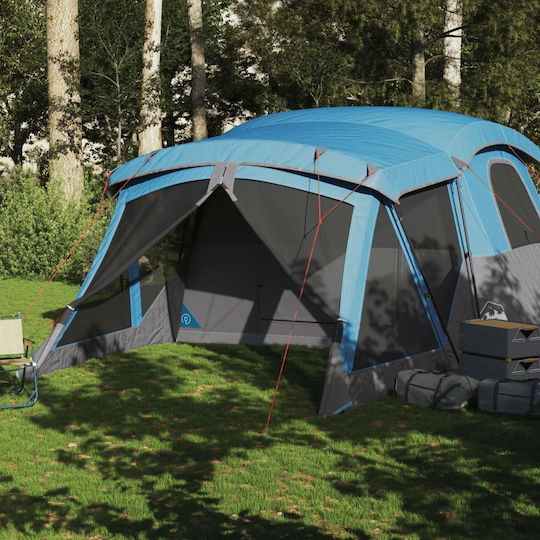 vidaXL Camping Tent Tunnel Blue for 4 People