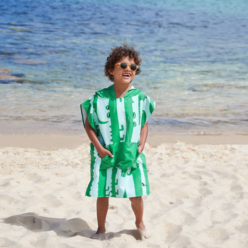 Dock & Bay Quickdry Kids Beach Poncho Green with Carrying Bag