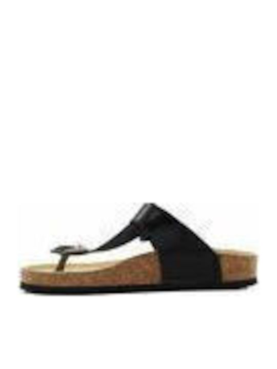 Leather Women's Flat Sandals Anatomic in Black Color