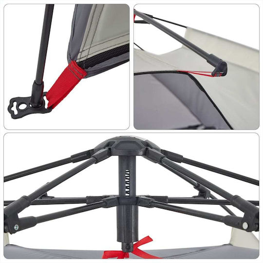 vidaXL Καλοκαιρινή Σκηνή Camping Γκρι για 3 Άτομα 370x180x116εκ.