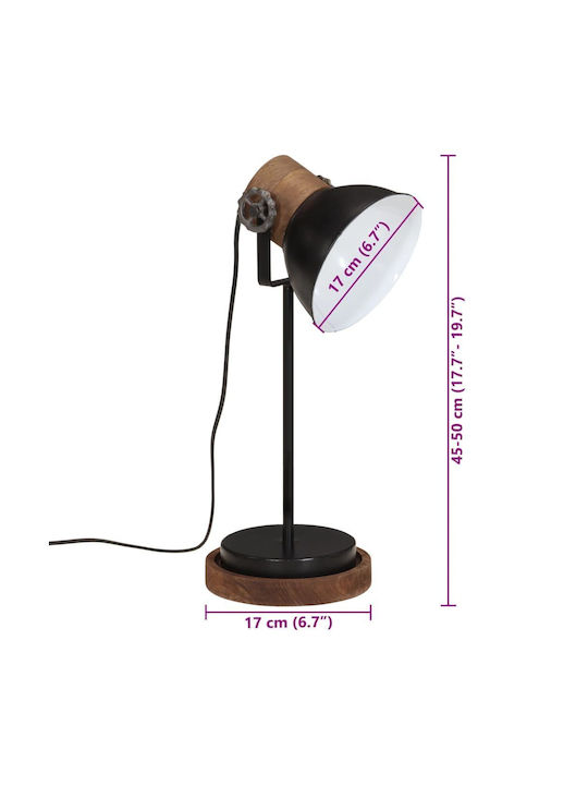 vidaXL Office Lamp for Socket E27 in Black Color