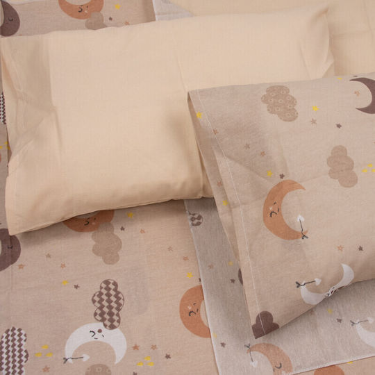 Kamtex Baby Baby Sheets Set Crib Cotton Brown Brown 100x146cm 4pcs