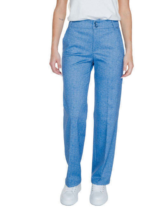 Street One Women's Fabric Trousers Light Blue