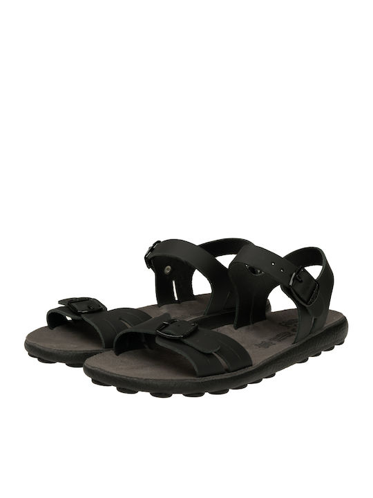 Fantasy Lorena Leather Women's Flat Sandals in Black Color