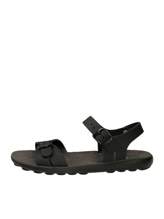 Fantasy Lorena Leather Women's Flat Sandals in Black Color