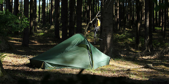 Nordisk Nordisk Tunnel Camping Tent Green with Double Cloth 3 Seasons for 2 People 41x12cm