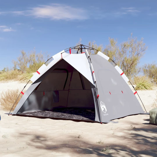 vidaXL Καλοκαιρινή Σκηνή Camping Igloo Γκρι για 3 Άτομα 370x180x116εκ.