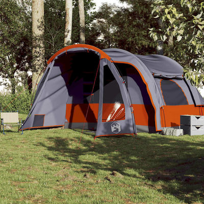 vidaXL Cort Camping Tunel pentru 6 Persoane 500x305x205cm Gri/portocaliu