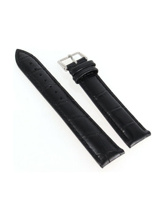 Tzevelion Κροκό Leather Strap Black 18mm