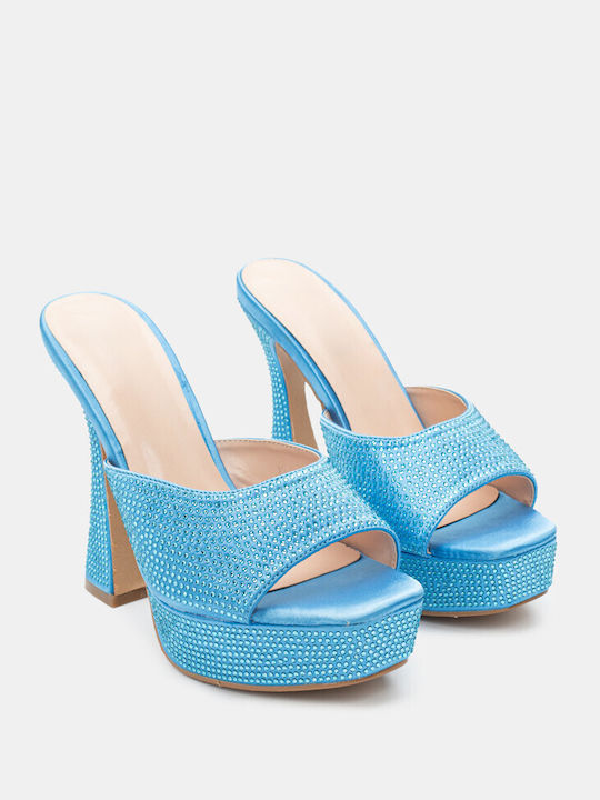 Luigi Thin Heel Mules Turquoise