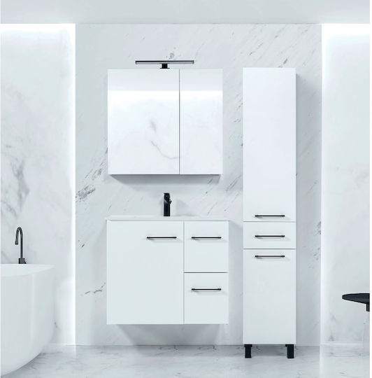 Mabo Ορθογώνιος Καθρέπτης Μπάνιου Led από Plywood 80x70cm Λευκός