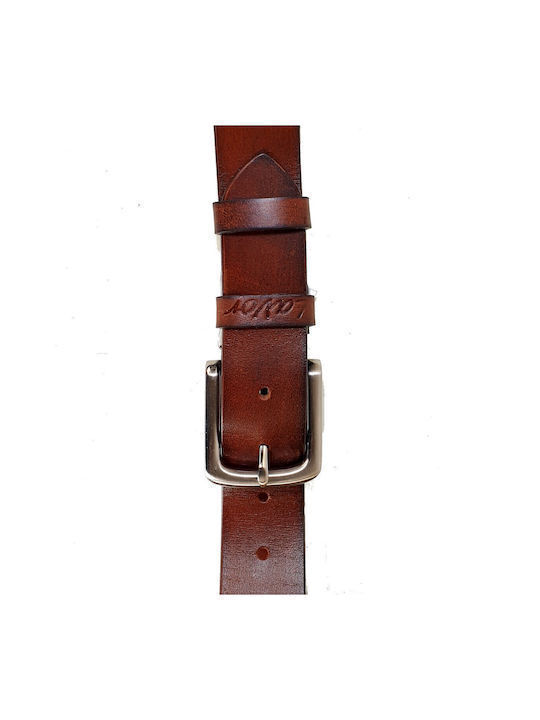 Men's Leather Wide Belt Tabac Brown