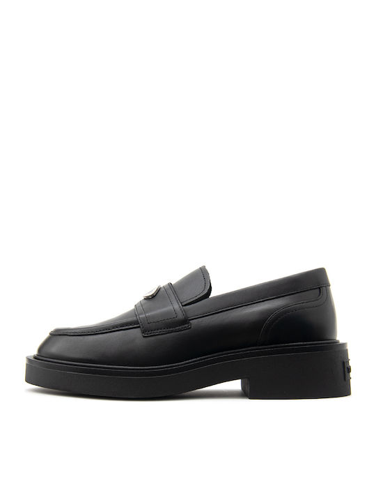 Tommy Hilfiger Leather Women's Loafers in Black Color