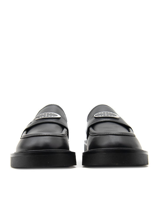 Leather Women's Loafers in Black Color