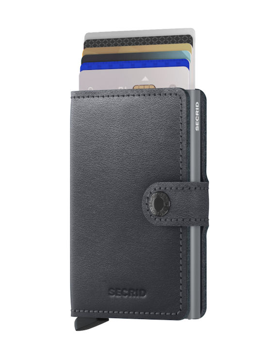 Miniwallet Vintage Δερμάτινο Ανδρικό Πορτοφόλι Καρτών με RFID και Μηχανισμό Slide Original Grey