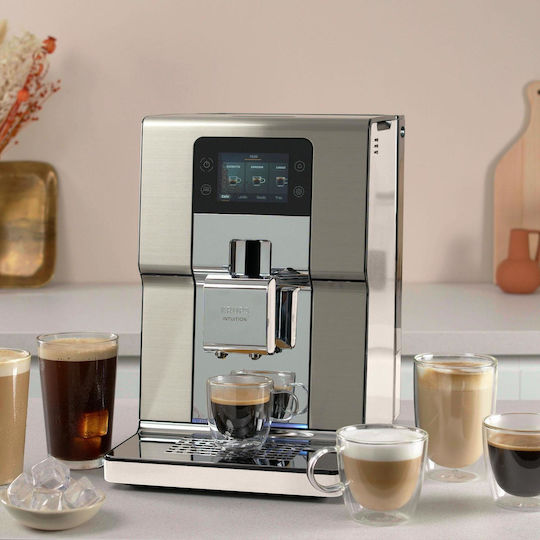 Krups Experience+ Αυτόματη Μηχανή Espresso 1550W Πίεσης 15bar με Μύλο Άλεσης Ασημί EA877A