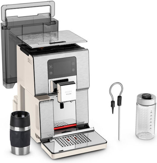 Krups Experience+ Αυτόματη Μηχανή Espresso 1550W Πίεσης 15bar με Μύλο Άλεσης Ασημί EA877A