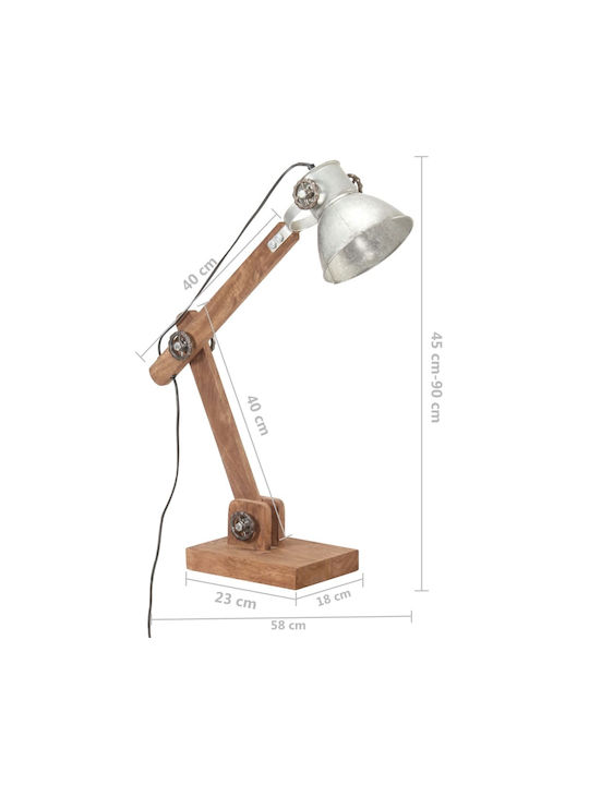 Vidaxl Industrielle Tischlampe 25 W Silber 58x18x90 cm E27 Silber
