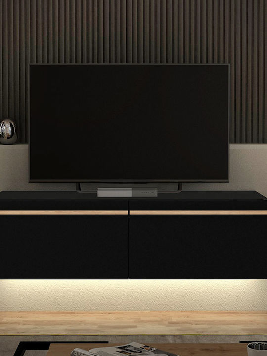 Έπιπλο Τηλεόρασης Morel με Φωτισμό LED Μαύρο Μ140xΠ41.8xΥ40cm