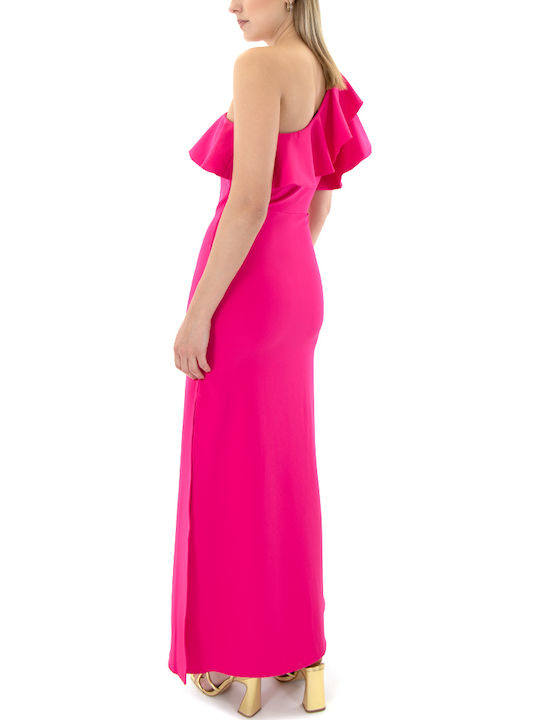 Summer Maxi Dress for Wedding and Christening Fuchsia JB-24029 Satin Pink