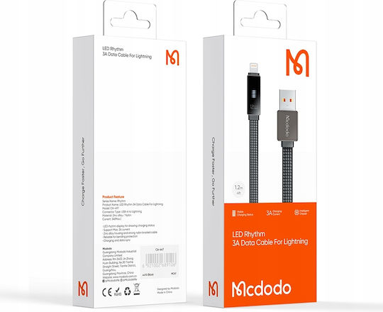 Mcdodo LED USB-A la Cablu Lightning 36W Negru 1m (CA-4970)