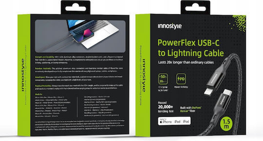 Innostyle Редовна USB-C към Lightning кабел Черен 2м (ICL150ALBLK)