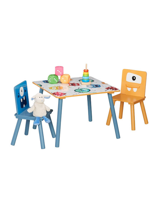 Kindertisch aus Holz mit 2 Stühlen Set zum Lernen, Spielen, Zeichnen und Füttern von Geistern