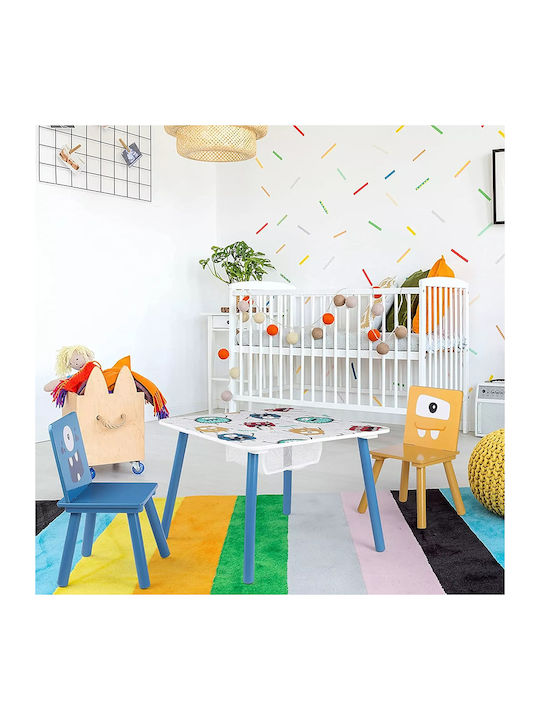 Children's Wooden Table 2 Chairs Set Learning Playing Drawing Feeding Ghosts