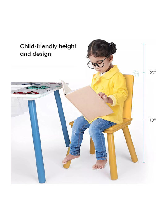 Children's Wooden Table 2 Chairs Set Learning Playing Drawing Feeding Ghosts