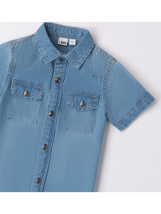 Kids Shirt Short Sleeve Denim Blue Denim