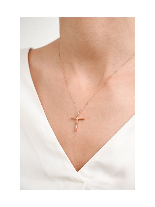 Kritsimis Rose Gold Plated Cross with Chain