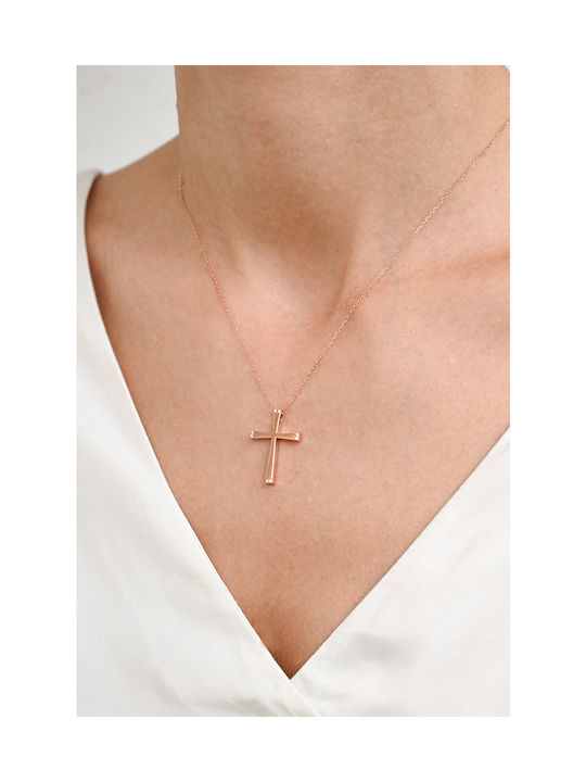 Kritsimis Rose Gold Plated Cross with Chain