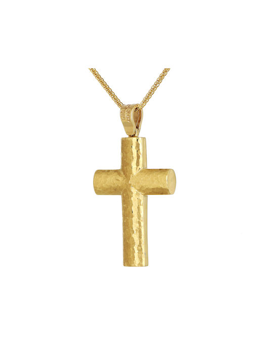 Men's Gold Cross 14K Double Sided