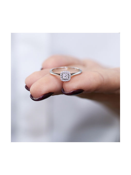 Single Stone from White Gold 18K with Diamond